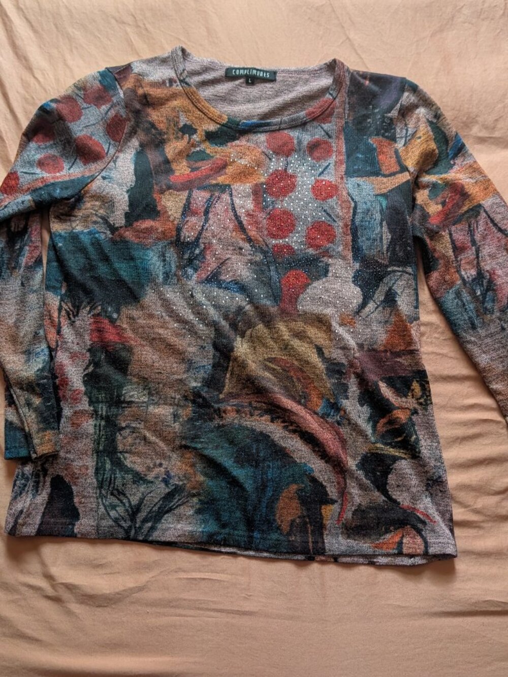 Compliments L Y2K jeweled shirt